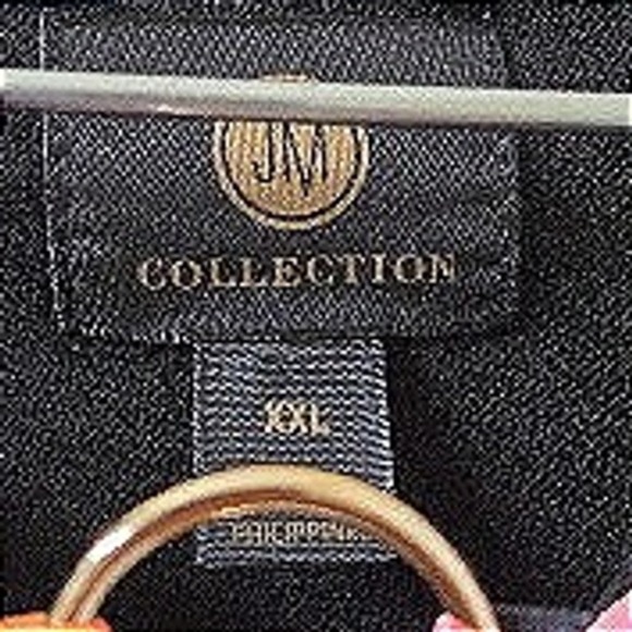 JM Collection Floral Ring-Neck Tunic Top Black Multicolor Women's XXL - Picture 5 of 8